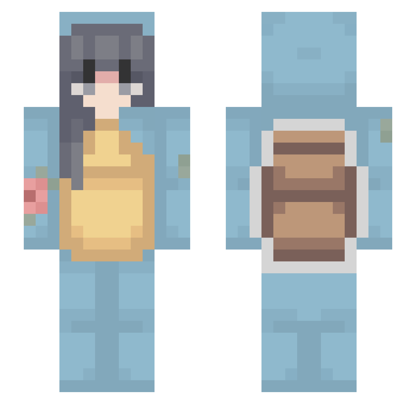 Forspoken Minecraft skin, front and back view