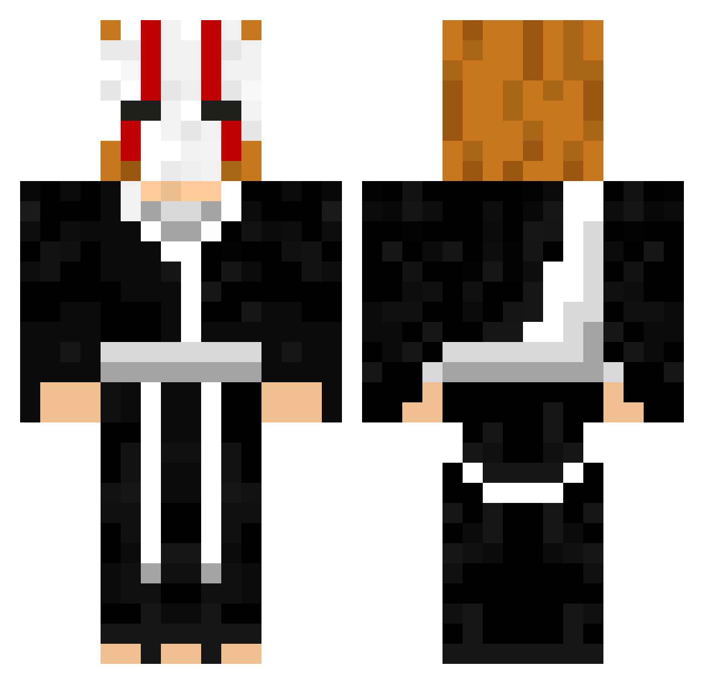 Keeper Minecraft skin, front and back view