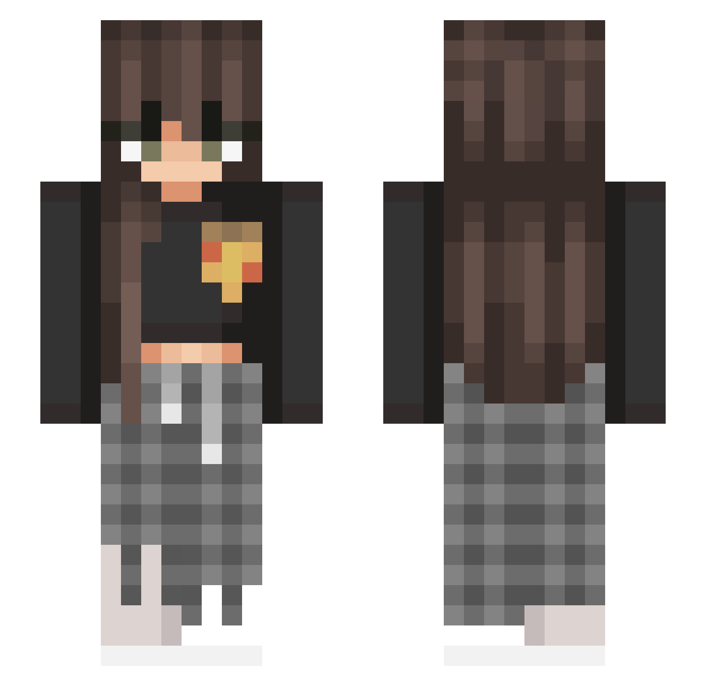 oversad Minecraft skin, front and back view