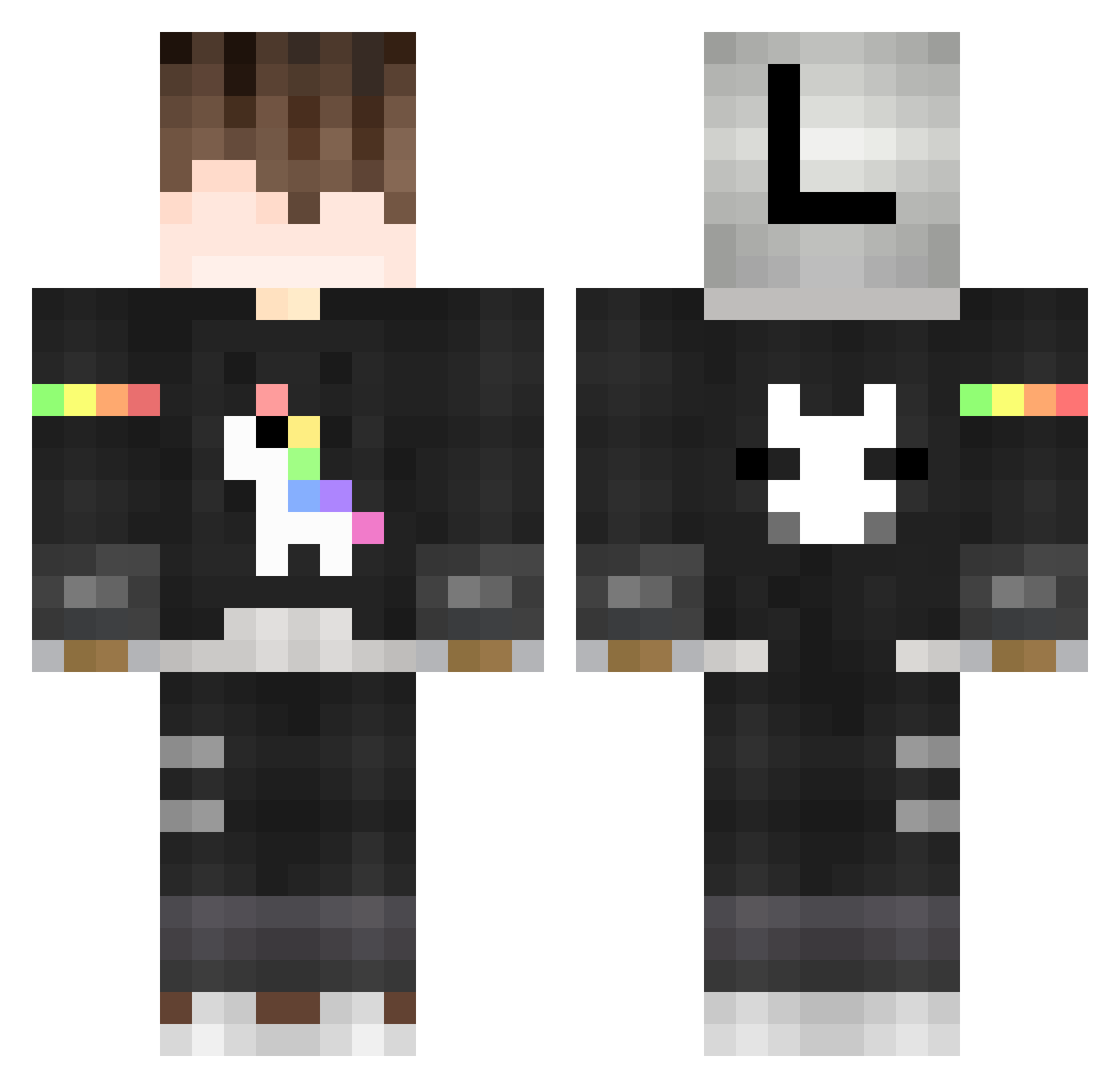 NotWin Minecraft skin, front and back view
