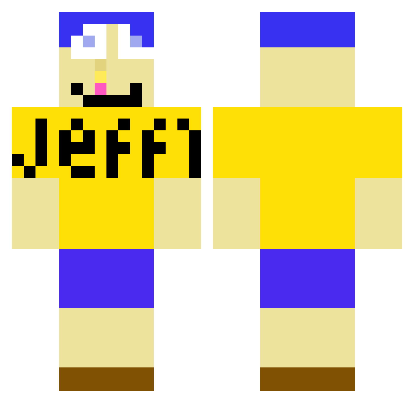 Ztacky Minecraft skin, front and back view