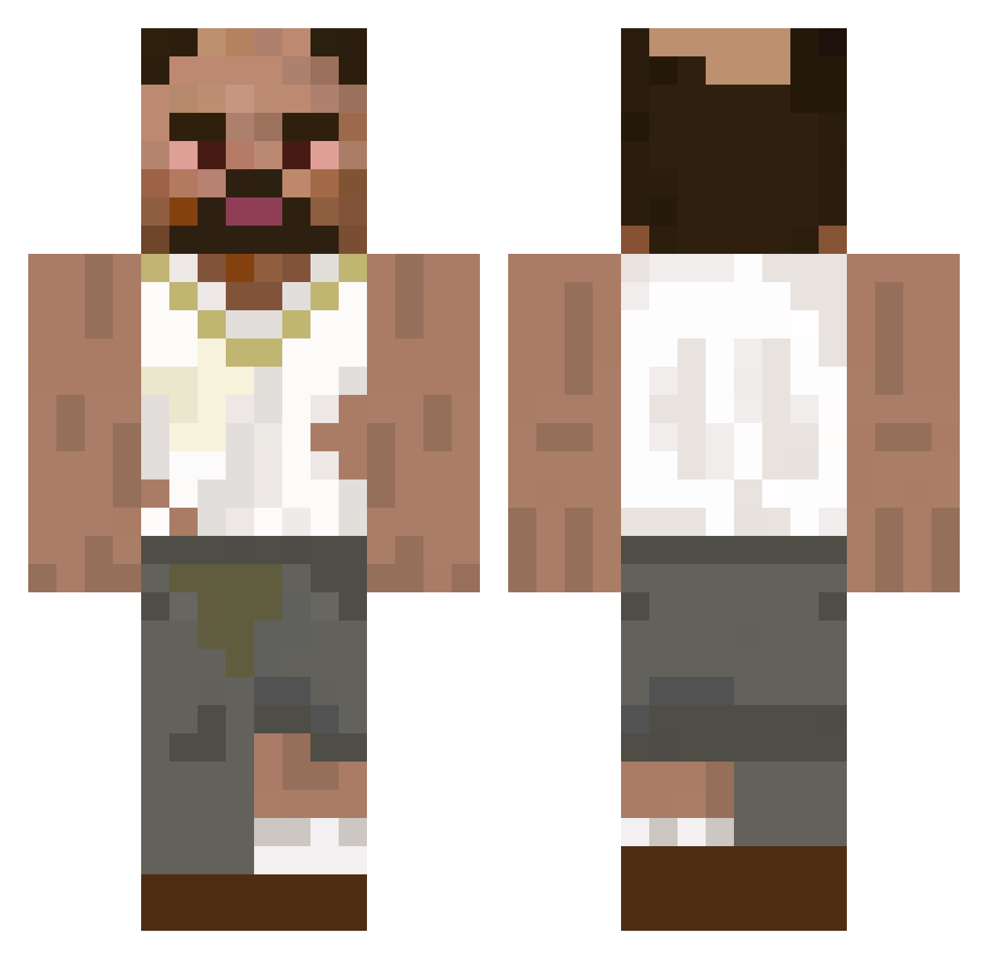 Adrianhruiz Minecraft skin, front and back view