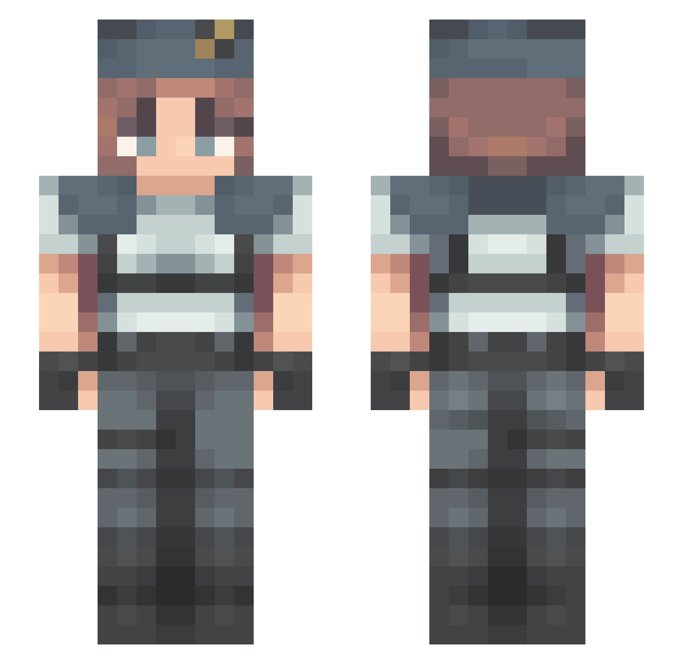 Dyechart Minecraft skin, front and back view