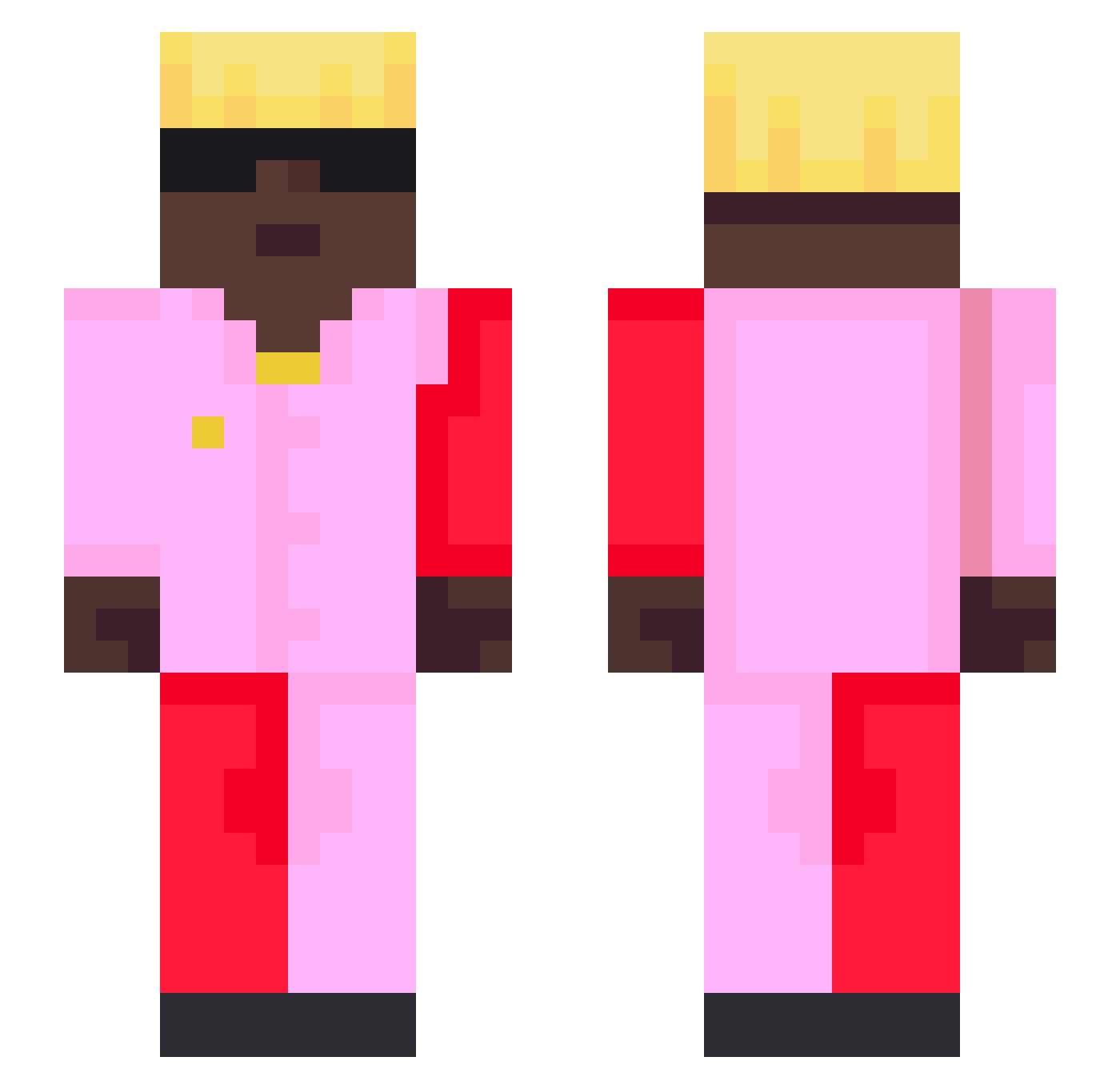 Hoftyk Minecraft skin, front and back view