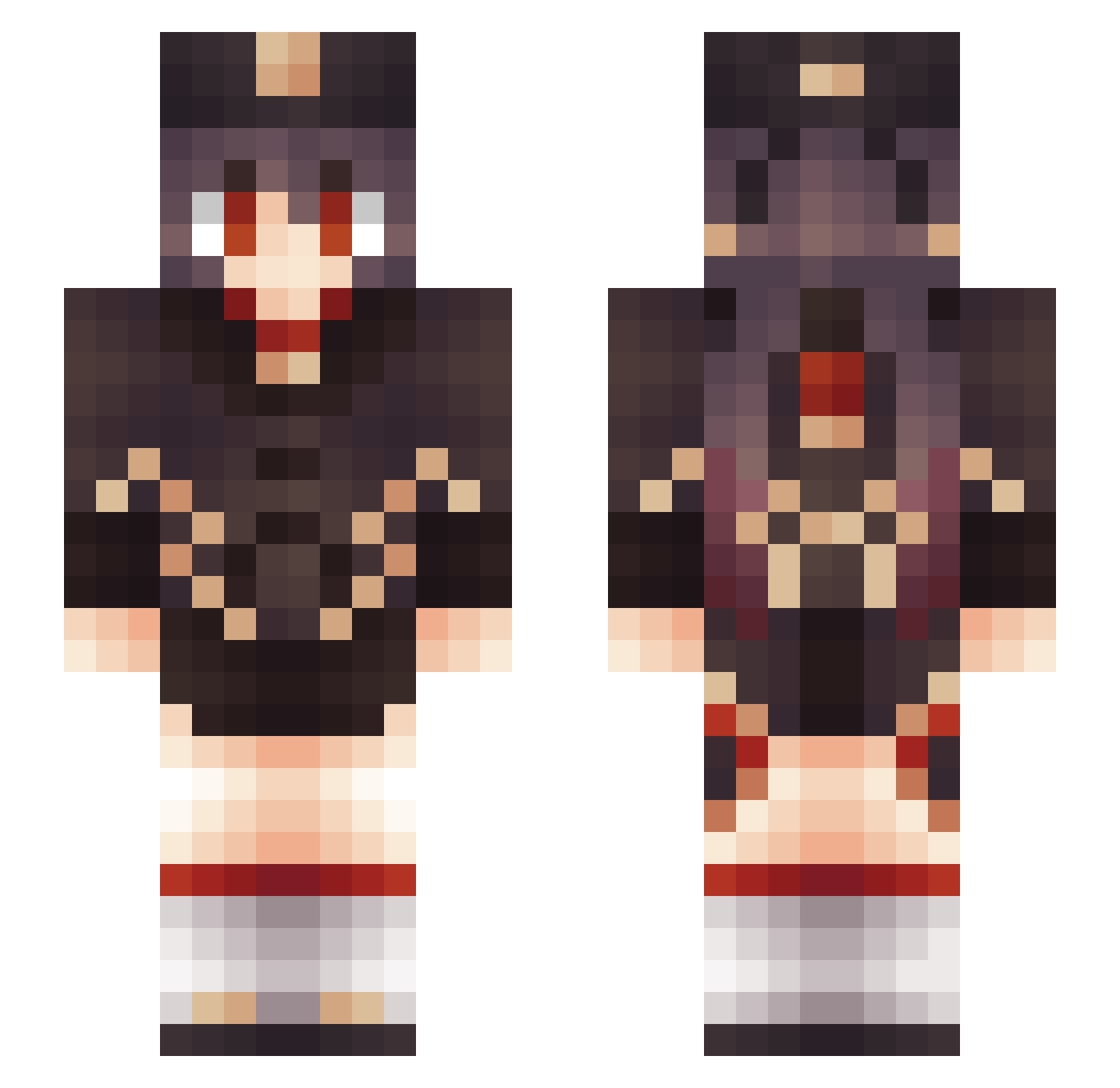 BayCat Minecraft skin, front and back view