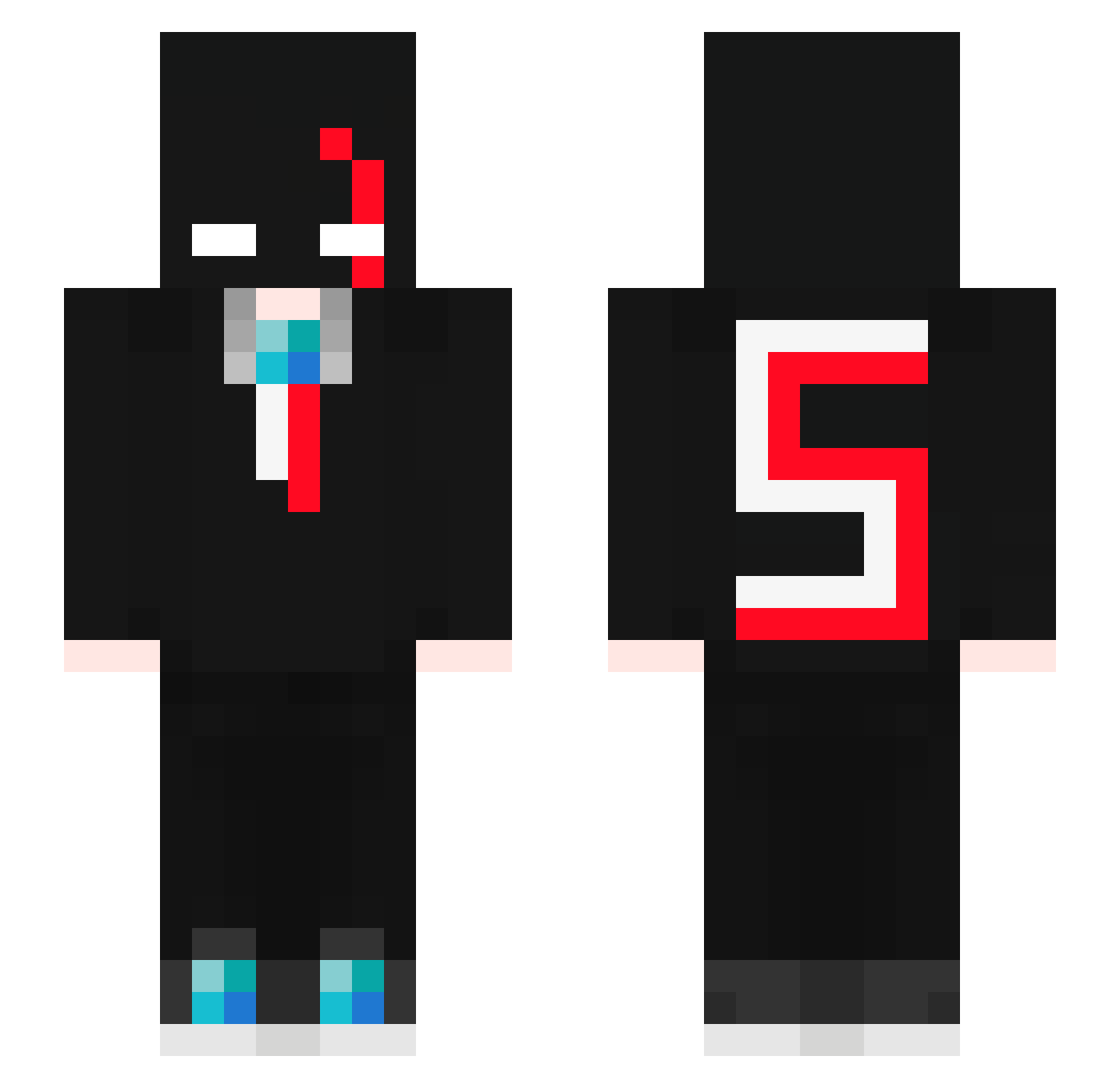 Sasuco Minecraft skin, front and back view