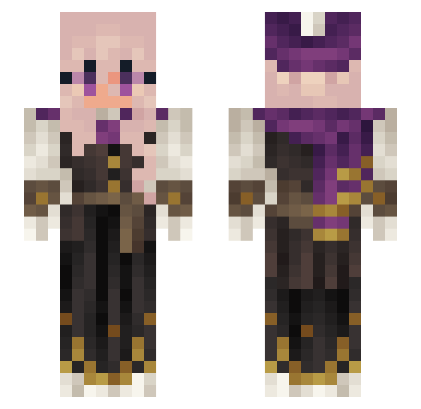 Gnidz Minecraft skin, front and back view