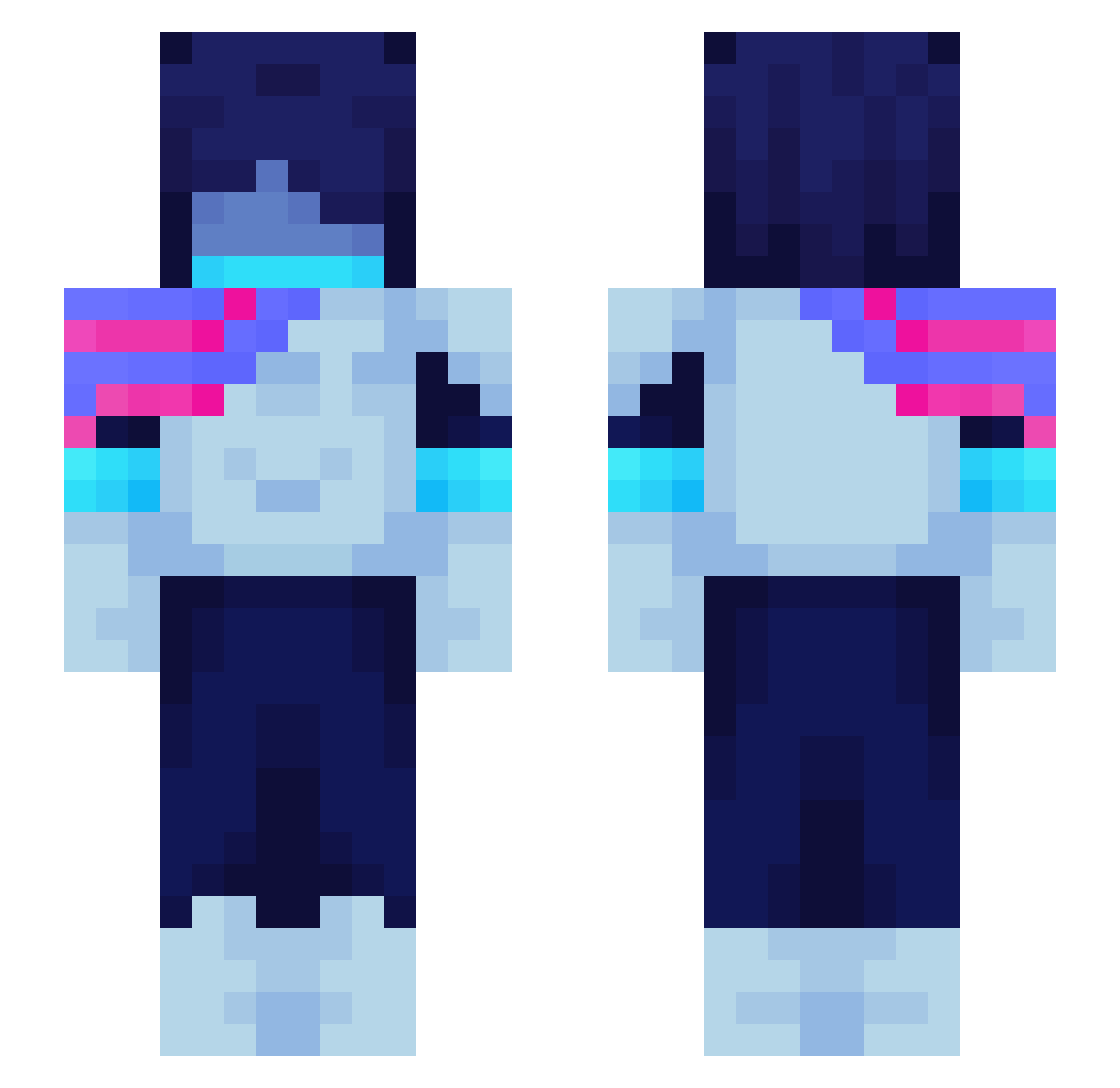 AdelTheWeeb Minecraft skin, front and back view