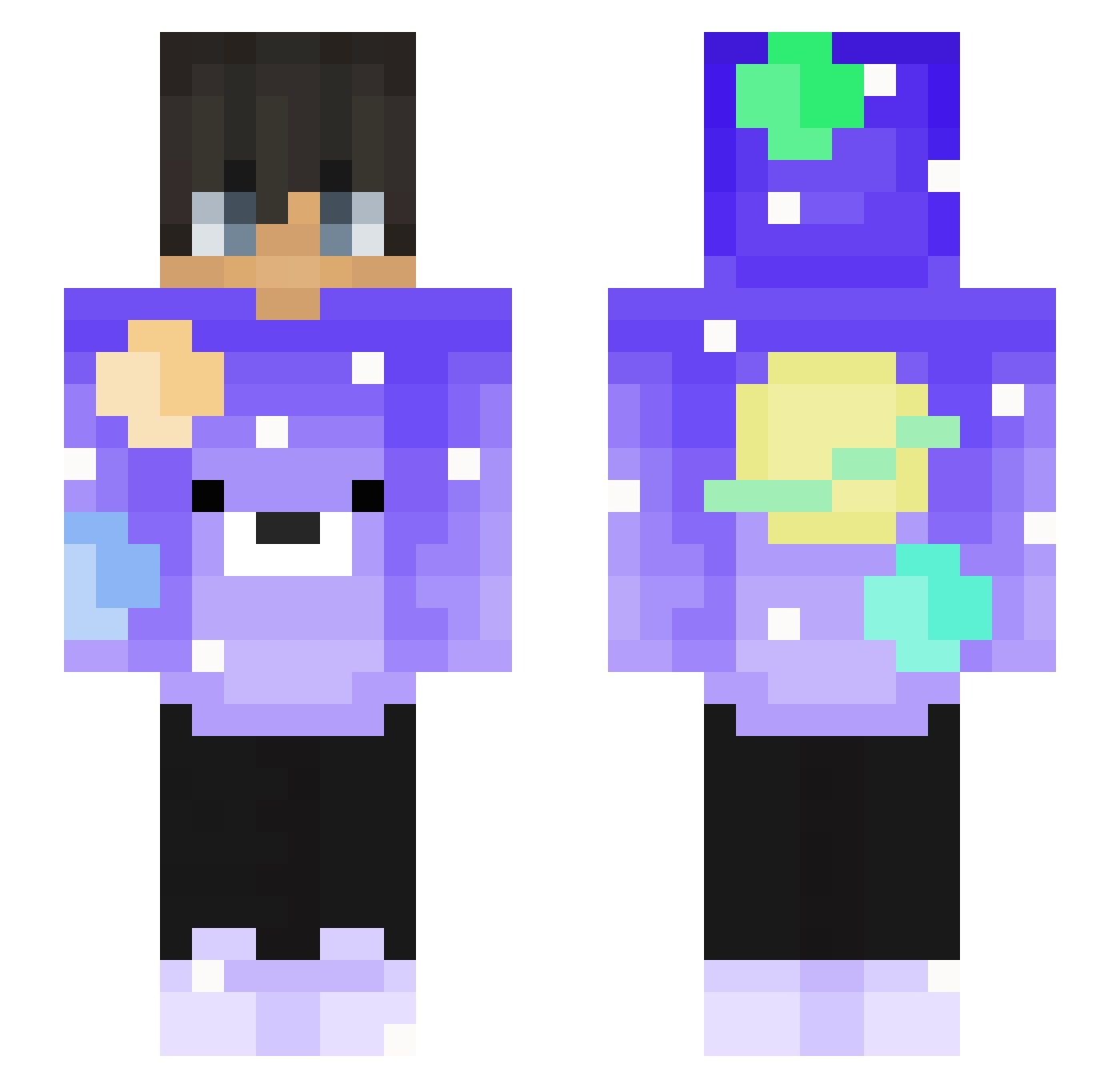 SCW123 Minecraft skin, front and back view