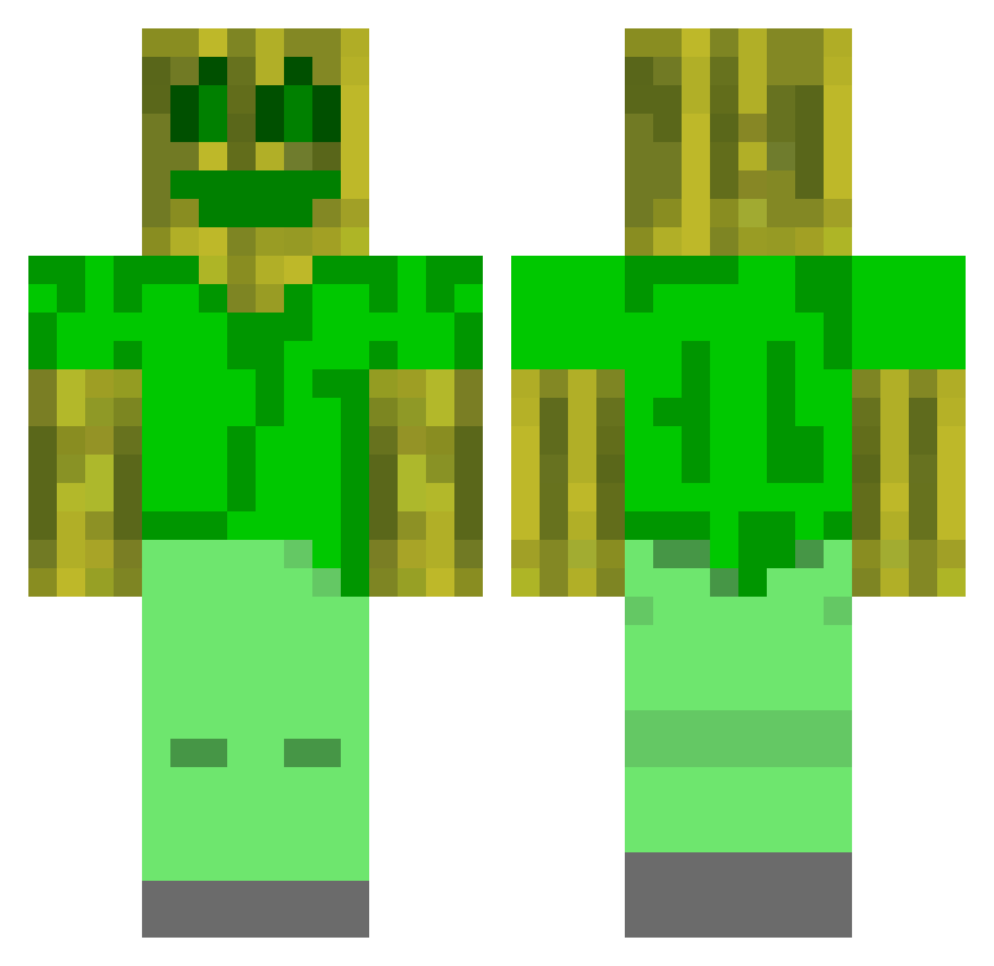 Paranoing Minecraft skin, front and back view