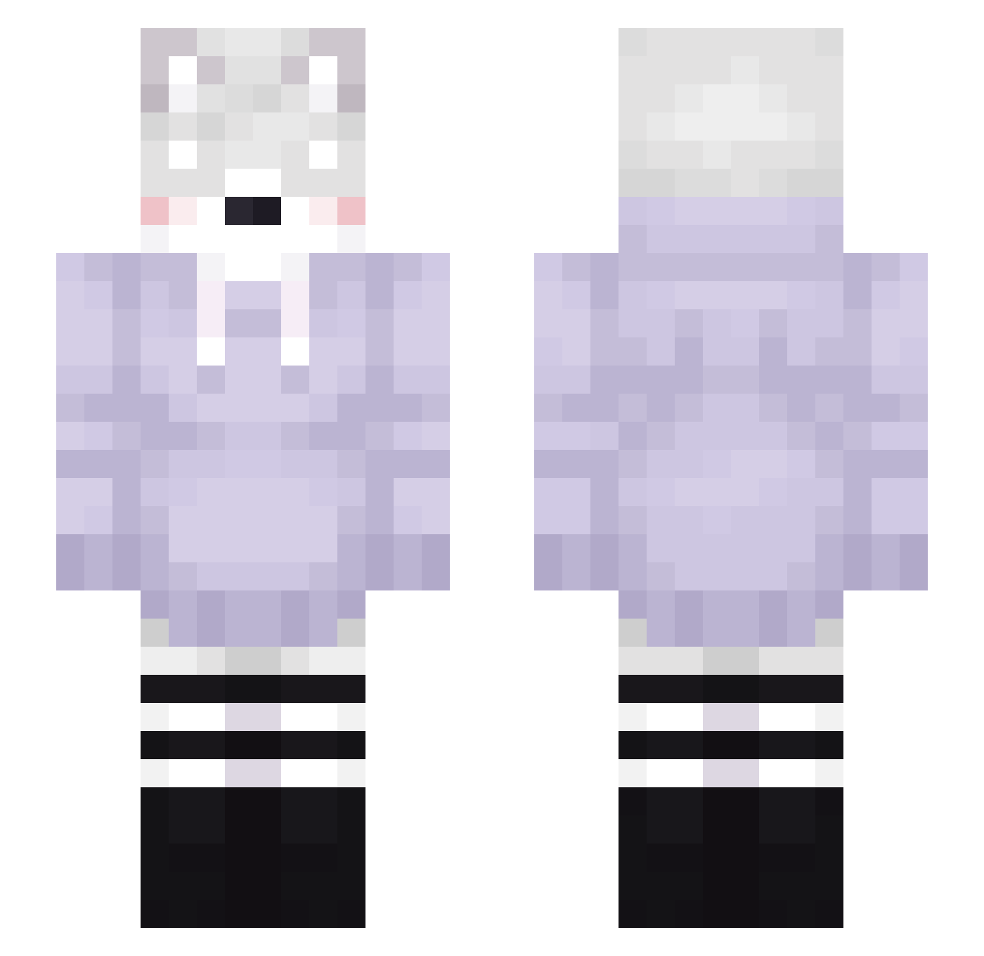 Decyfer Minecraft skin, front and back view