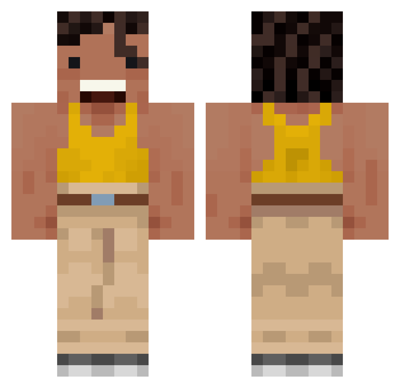 Zackiy Minecraft skin, front and back view