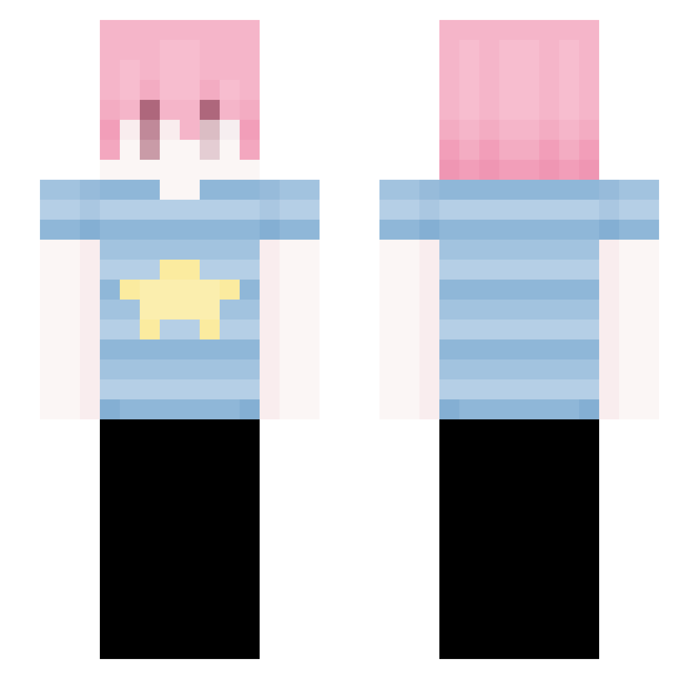 dwllce Minecraft skin, front and back view