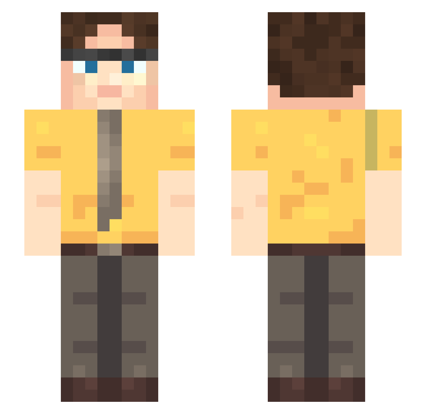 TheHarzor Minecraft skin, front and back view