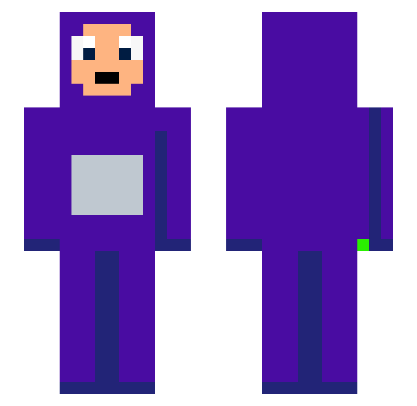 TarikTube Minecraft skin, front and back view