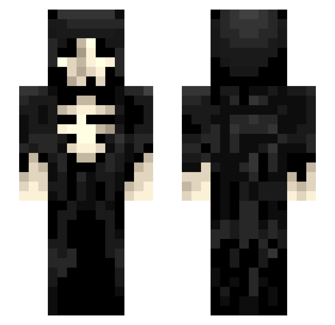zorlk Minecraft skin, front and back view