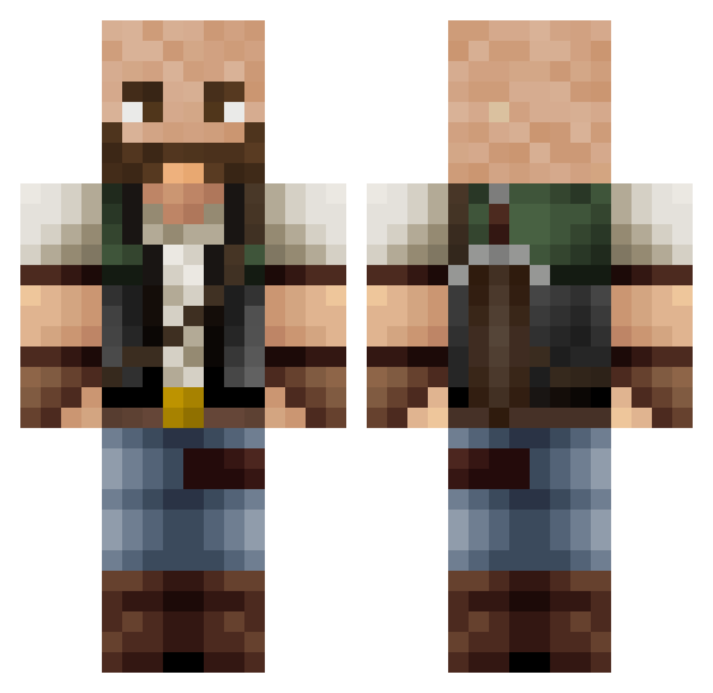 Shrektus Minecraft skin, front and back view
