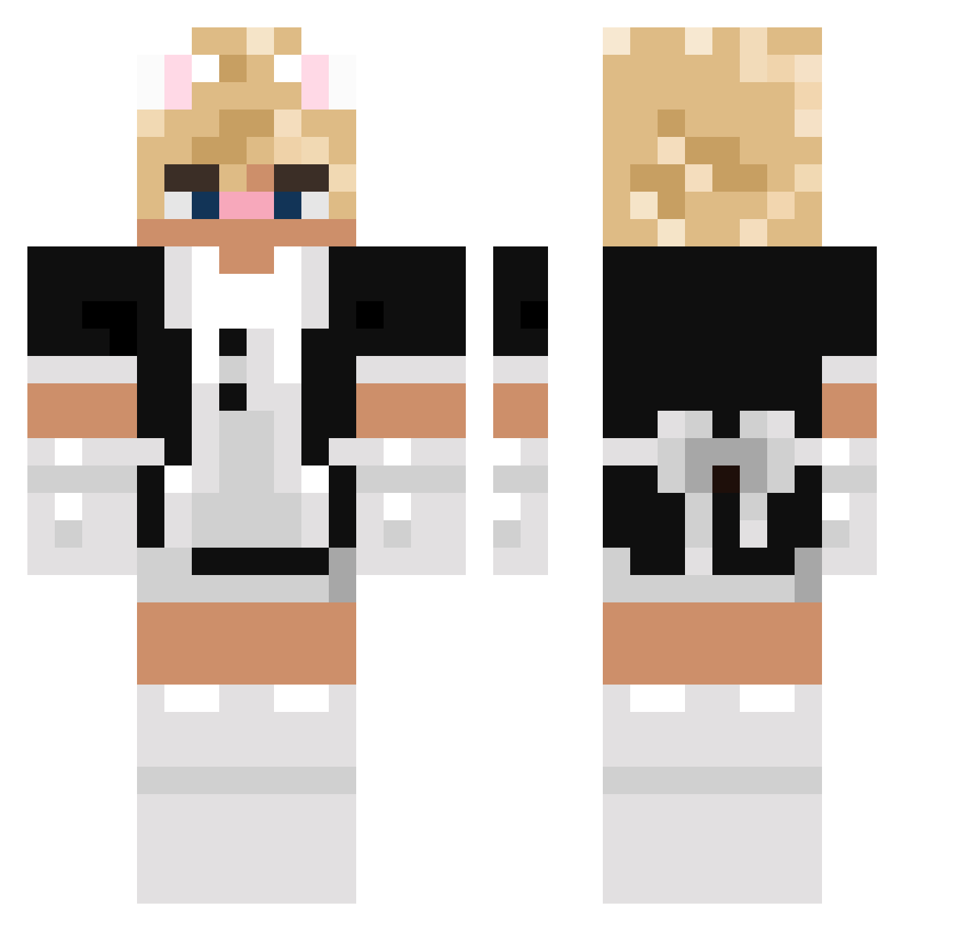 Mikate303 Minecraft skin, front and back view