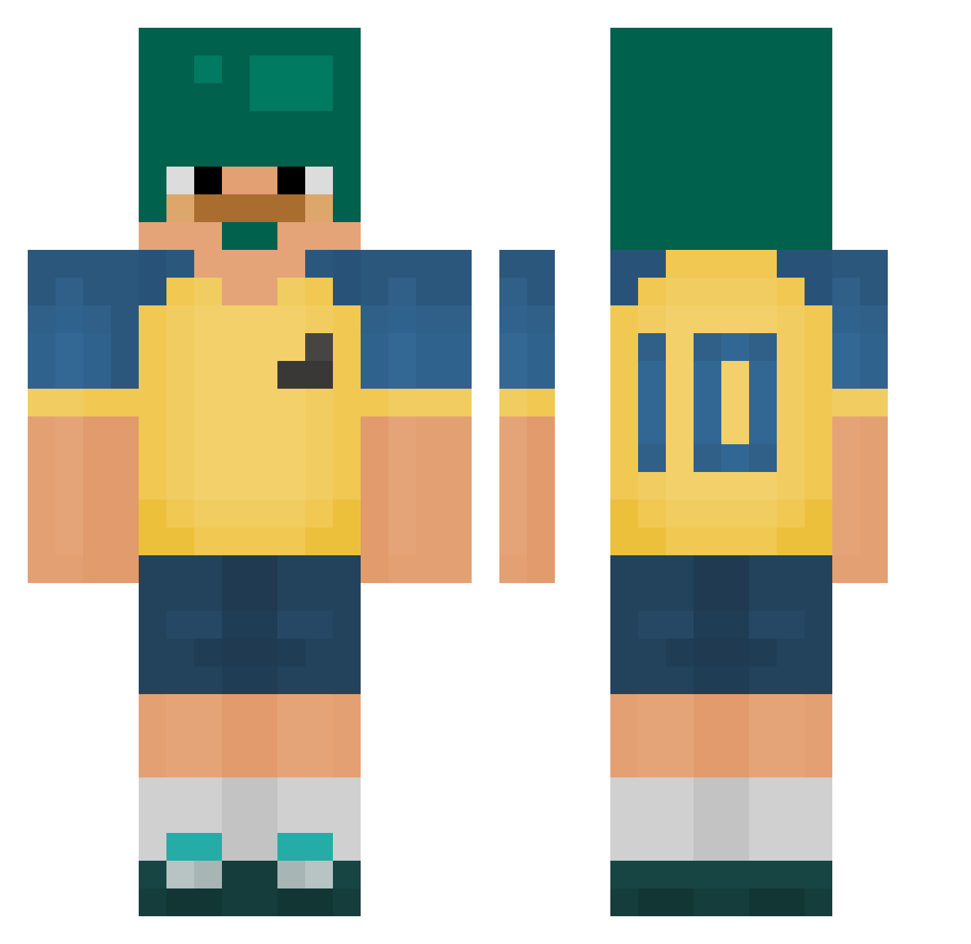 VicDestructor Minecraft skin, front and back view