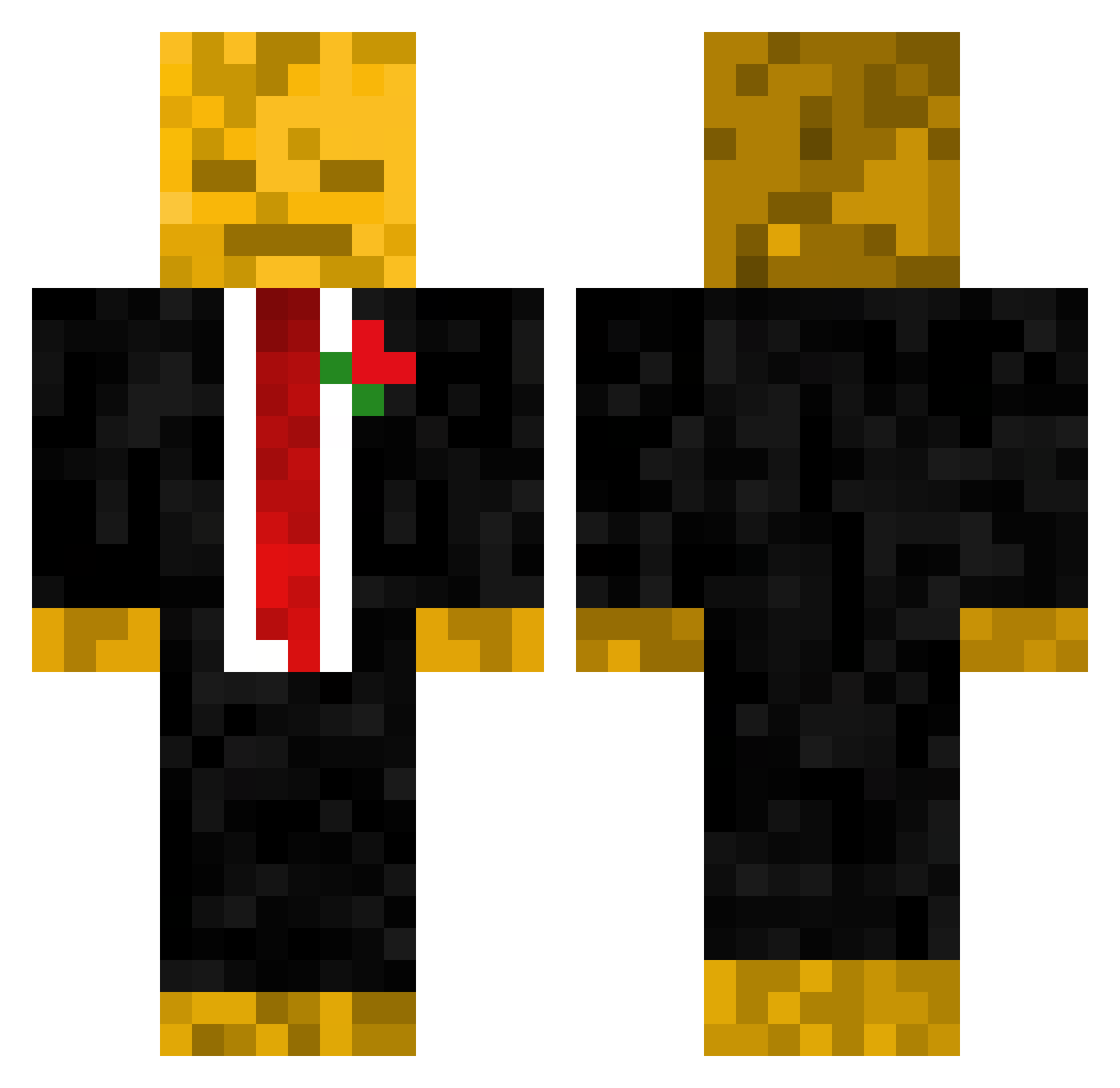 greenAbuser Minecraft skin, front and back view