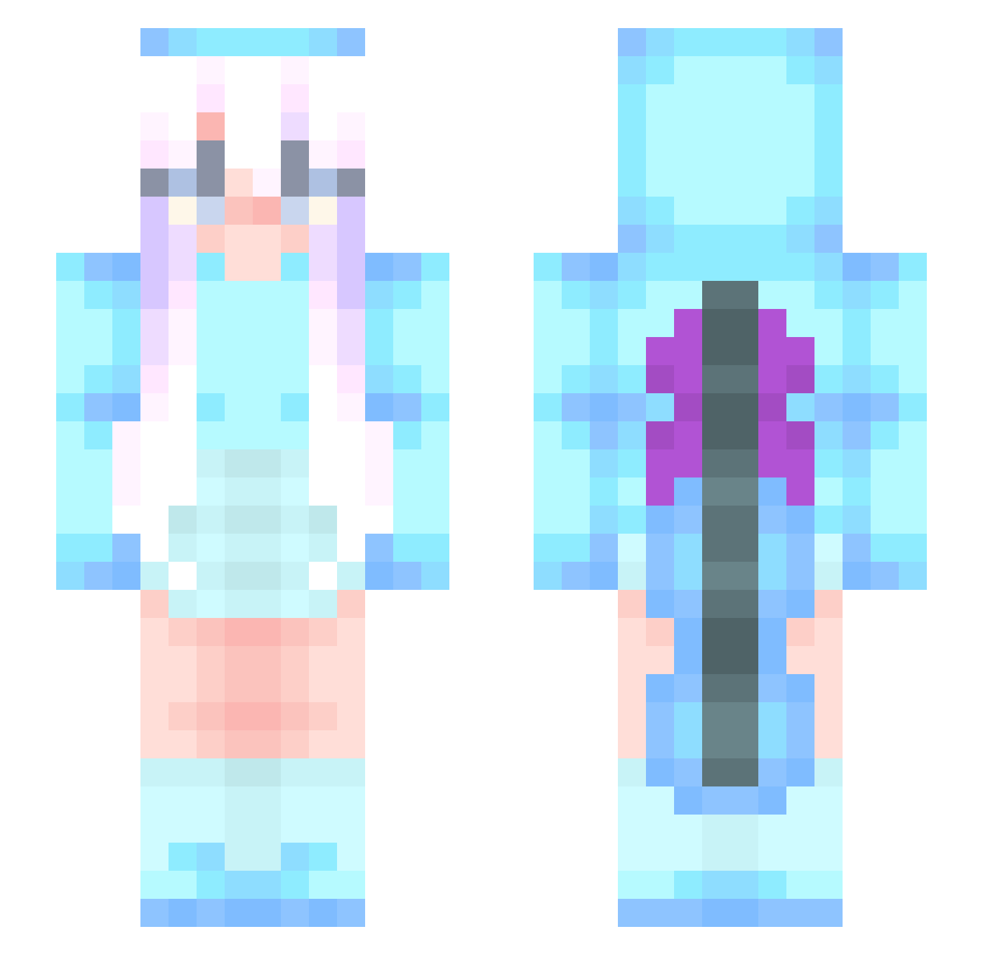 toastbun Minecraft skin, front and back view