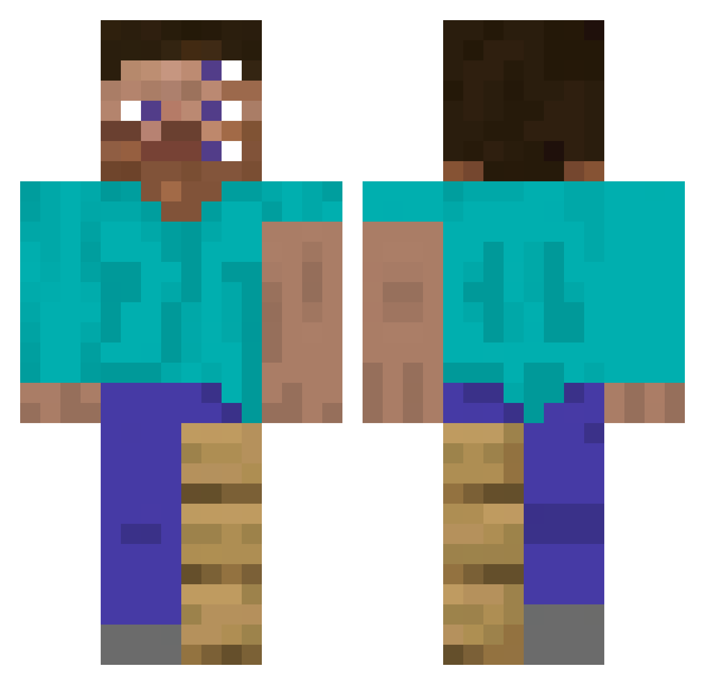 GustyByte Minecraft skin, front and back view
