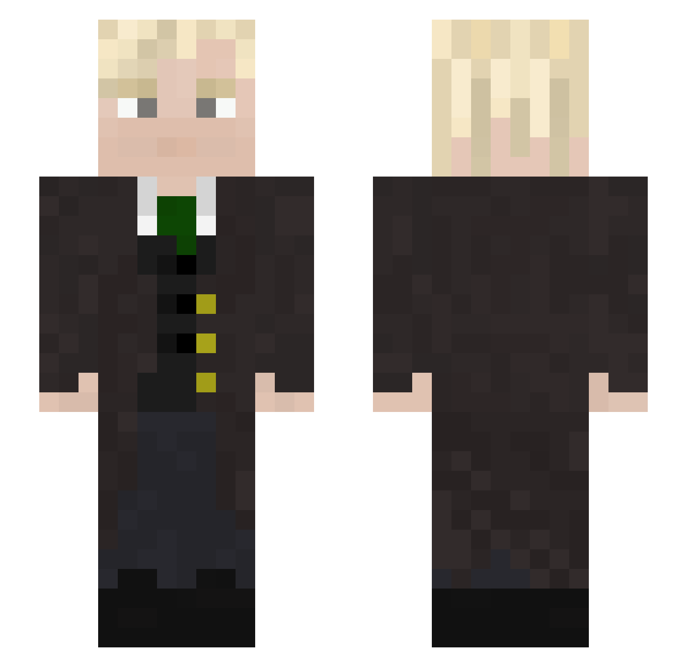 Malfoy Minecraft skin, front and back view