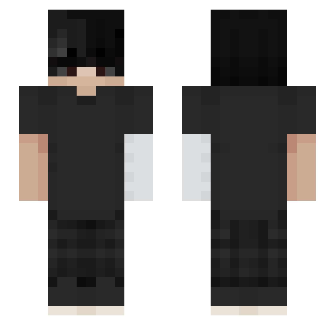 WarnedMC Minecraft skin, front and back view