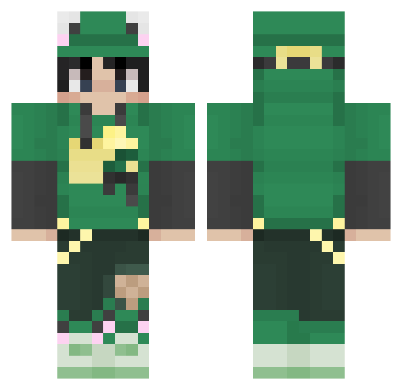 Sebxht1 Minecraft skin, front and back view