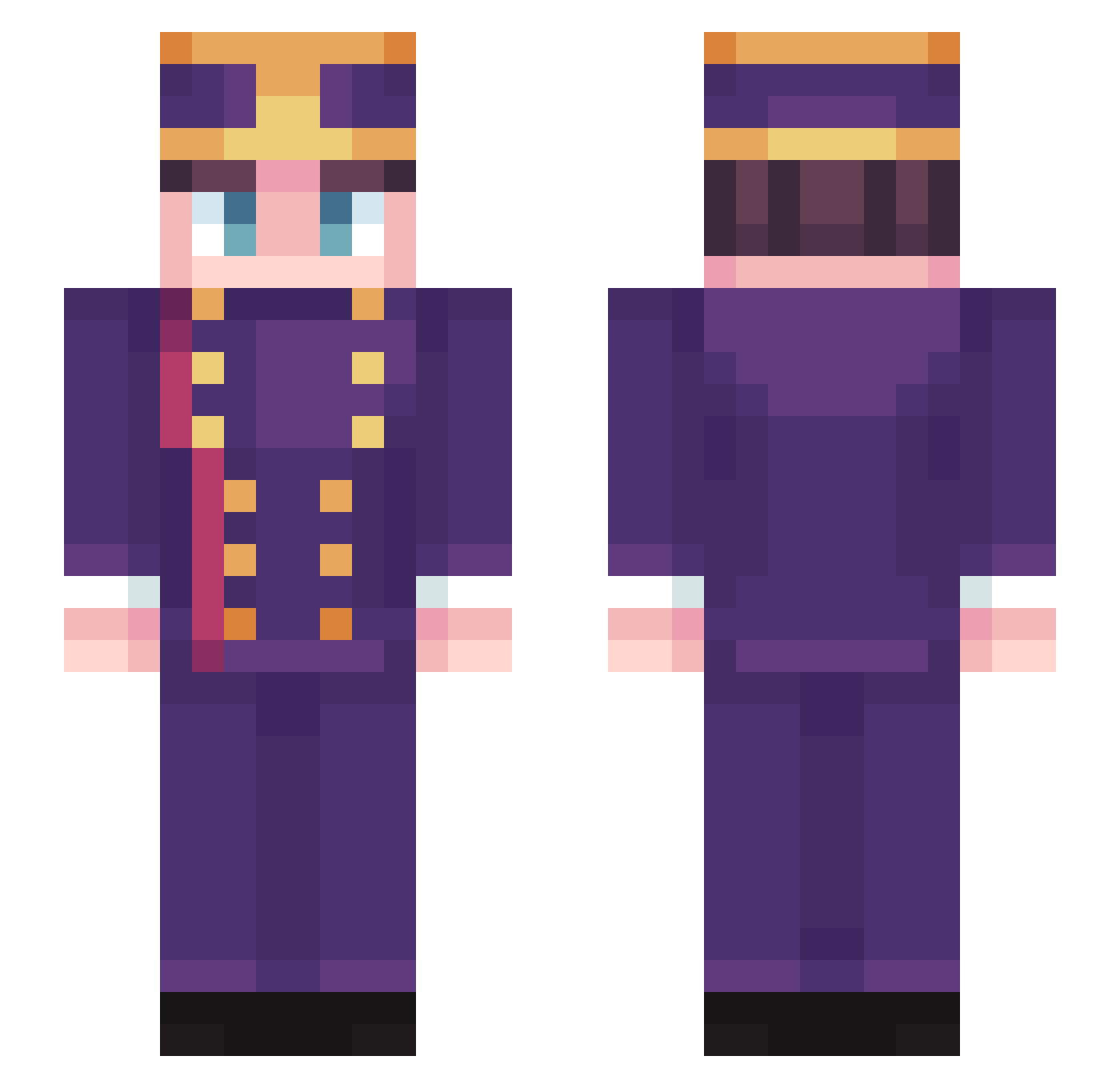 Totacky Minecraft skin, front and back view