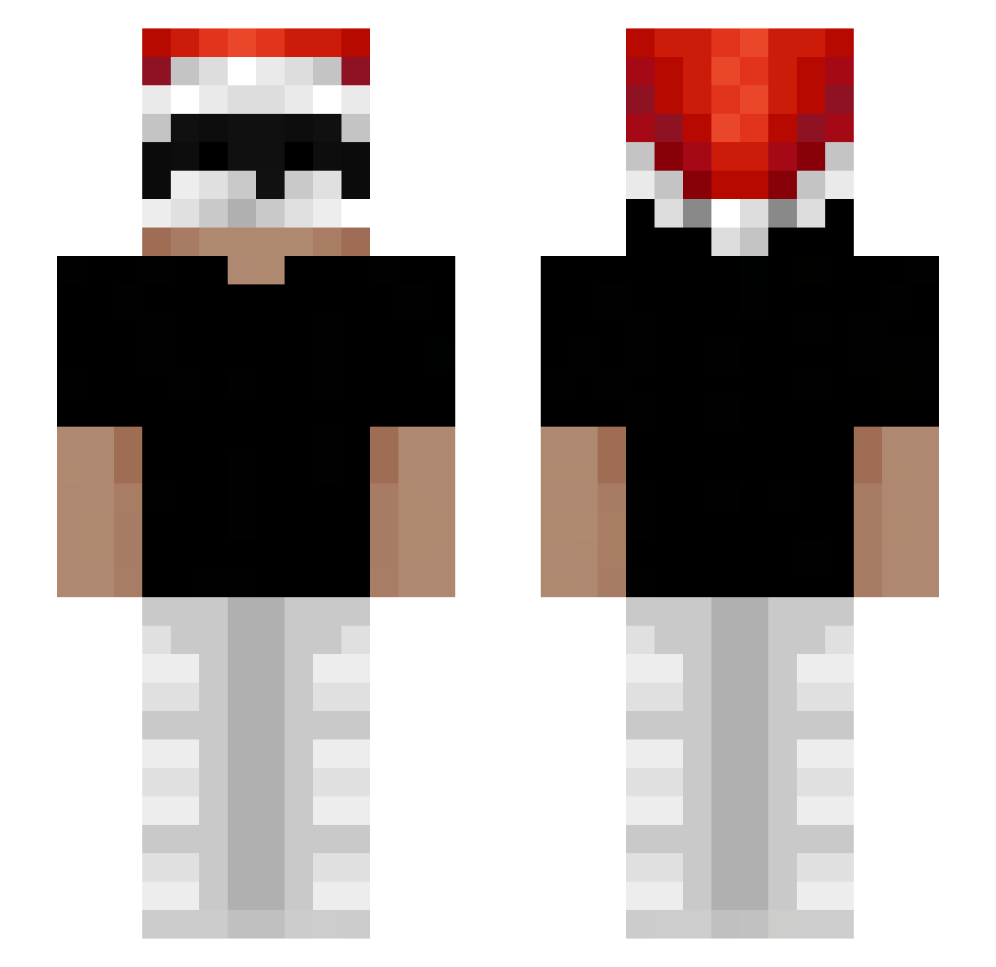 kuroksu Minecraft skin, front and back view