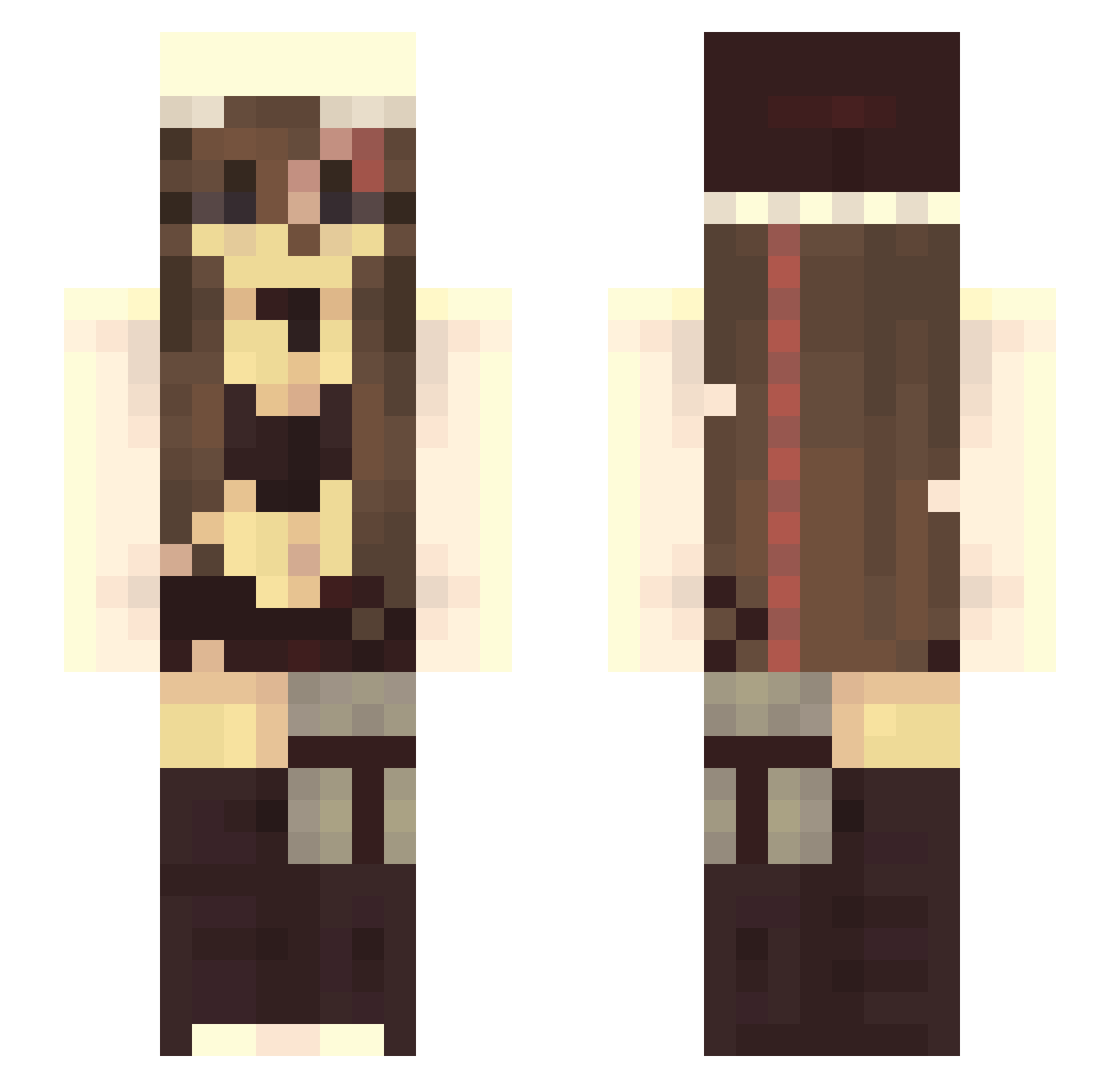 MsAlainyous Minecraft skin, front and back view