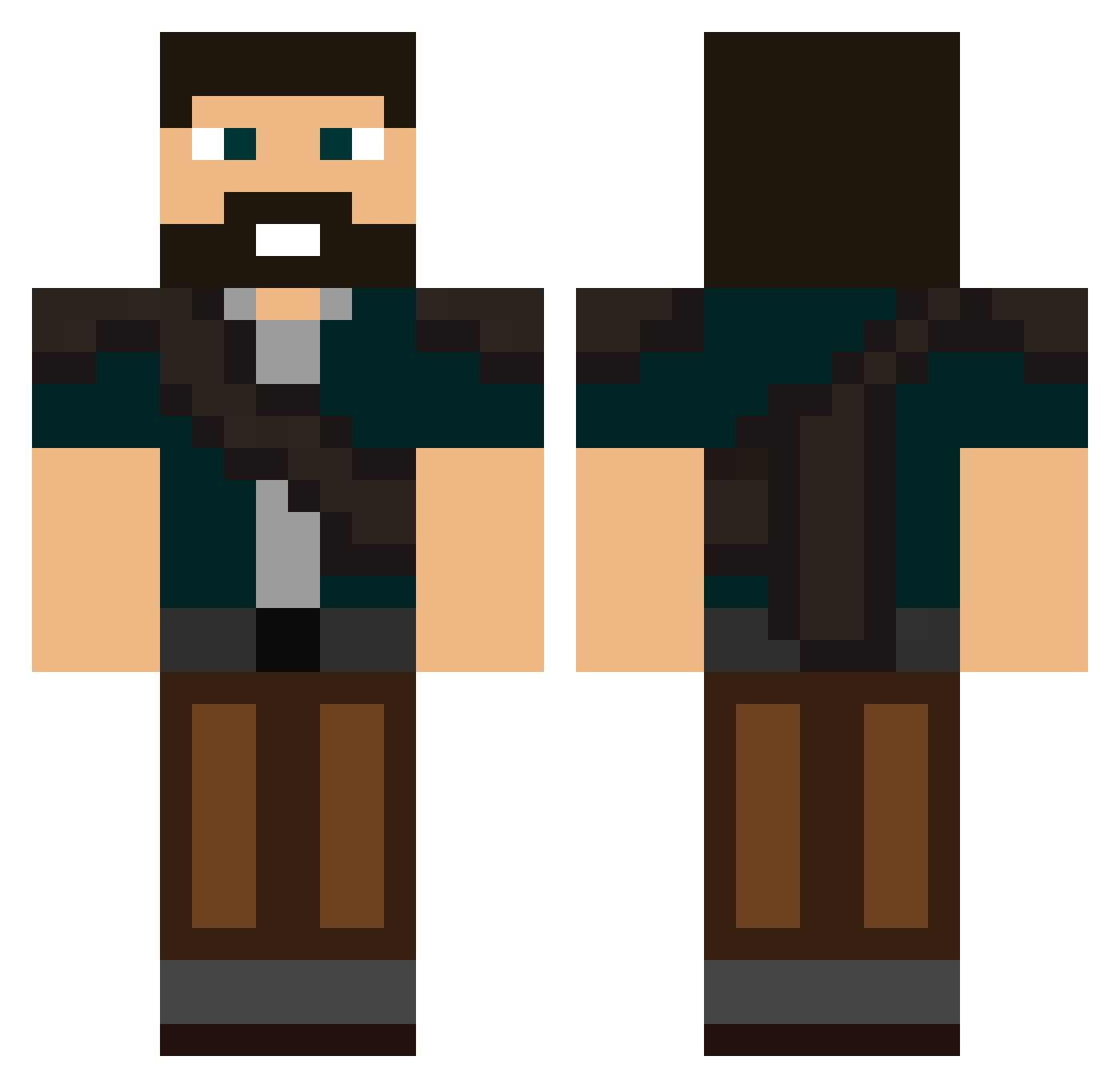 Benzofuran Minecraft skin, front and back view