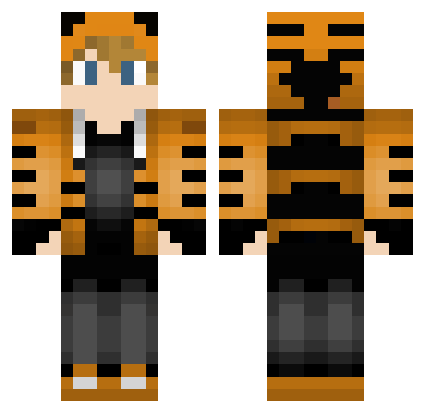 MrTigerTaco Minecraft skin, front and back view