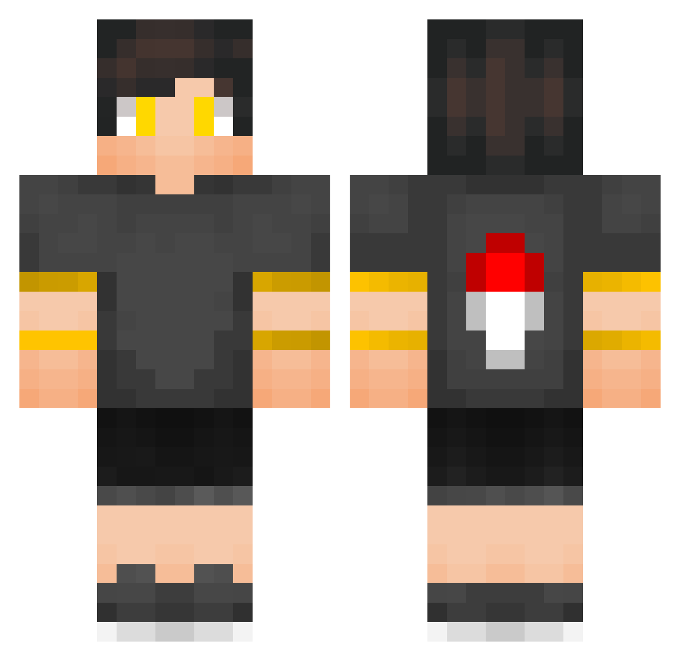 TruMa Minecraft skin, front and back view