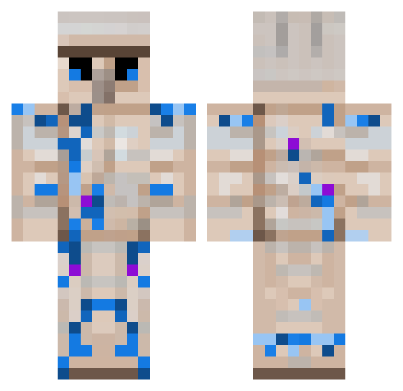 Kap_Bluey Minecraft skin, front and back view