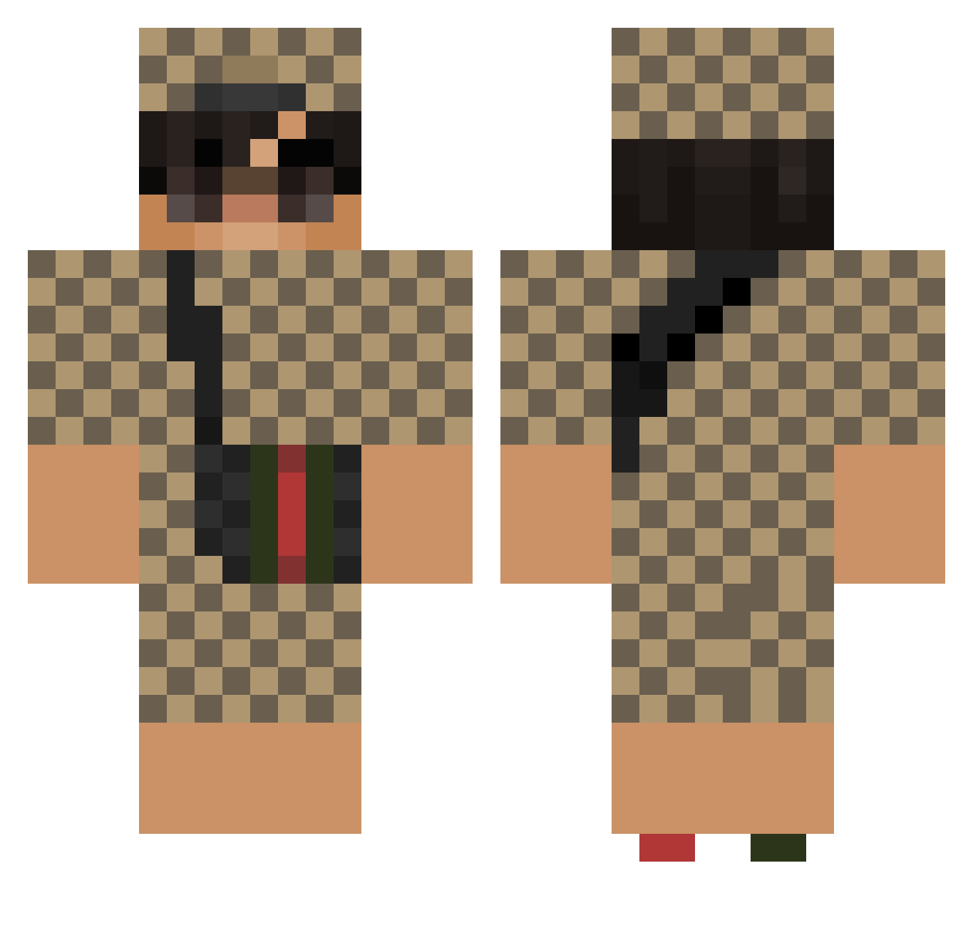 AleLaRue Minecraft skin, front and back view