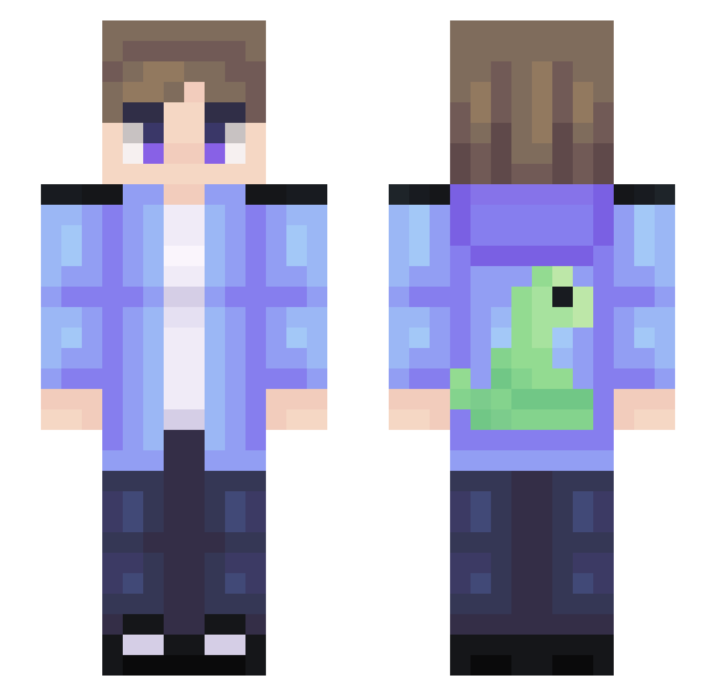 Symbiote Minecraft skin, front and back view