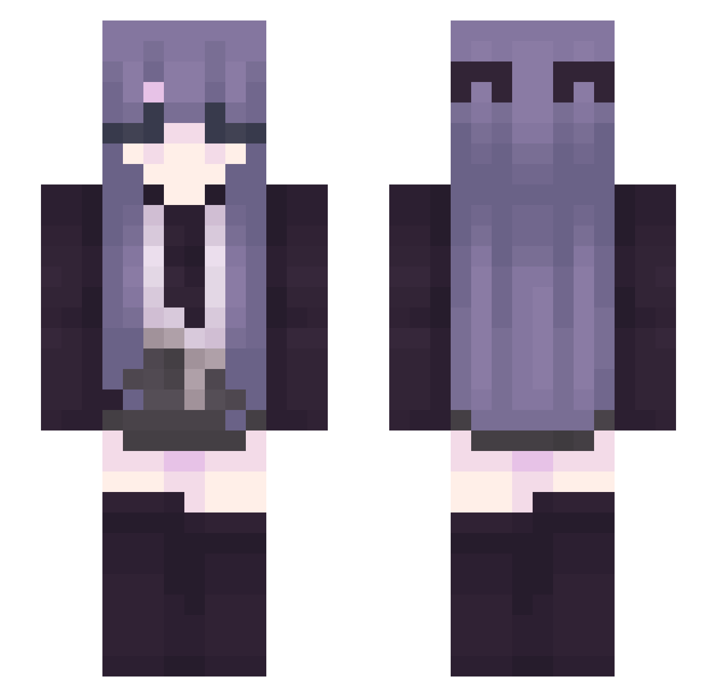 Yshastik Minecraft skin, front and back view