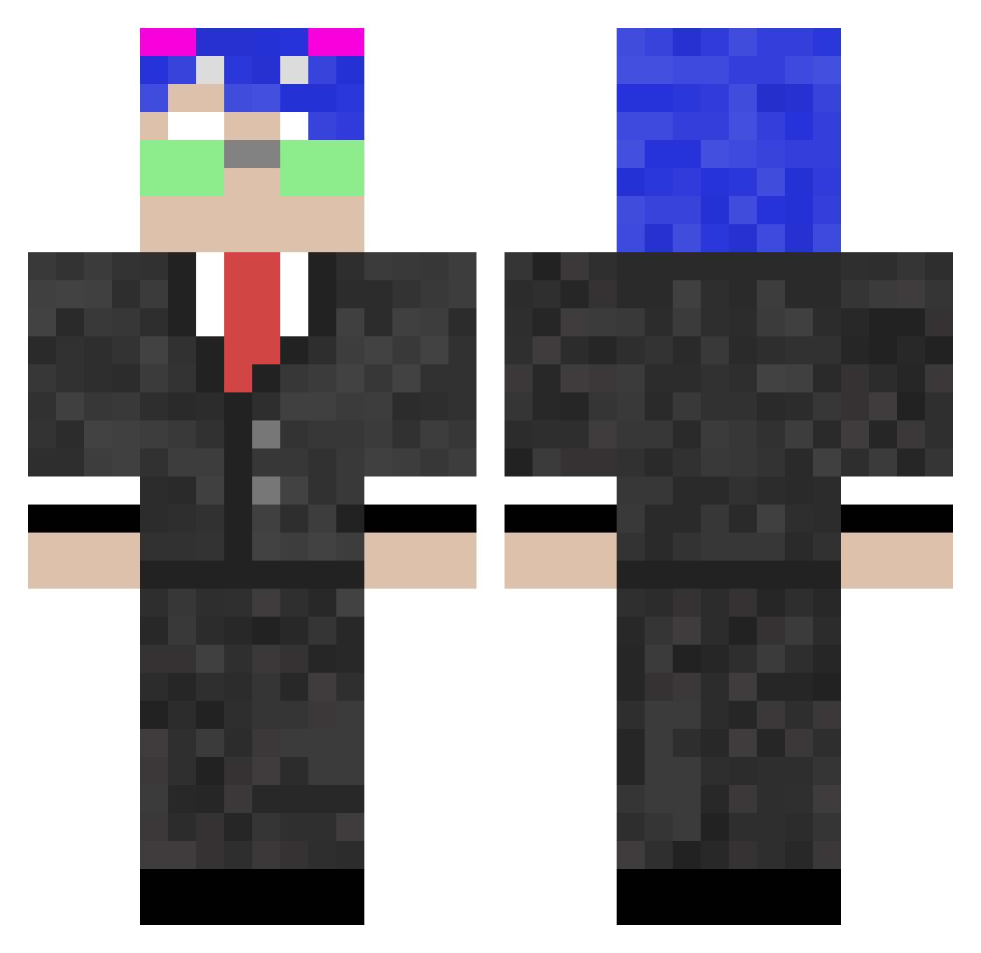 bledision Minecraft skin, front and back view