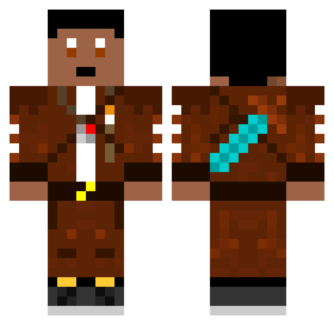 Gaurian Minecraft skin, front and back view