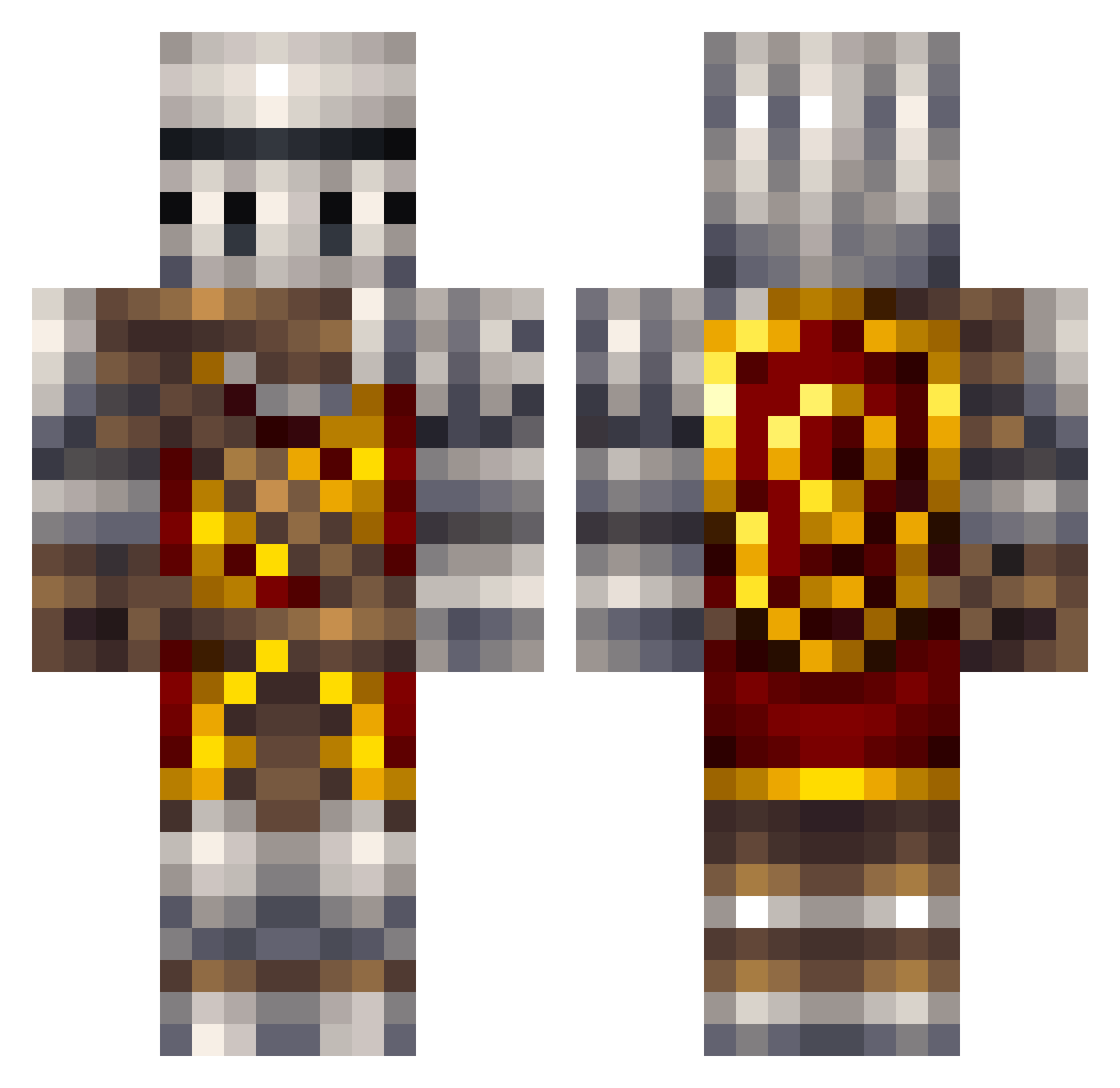 Bloodth3rsty Minecraft skin, front and back view