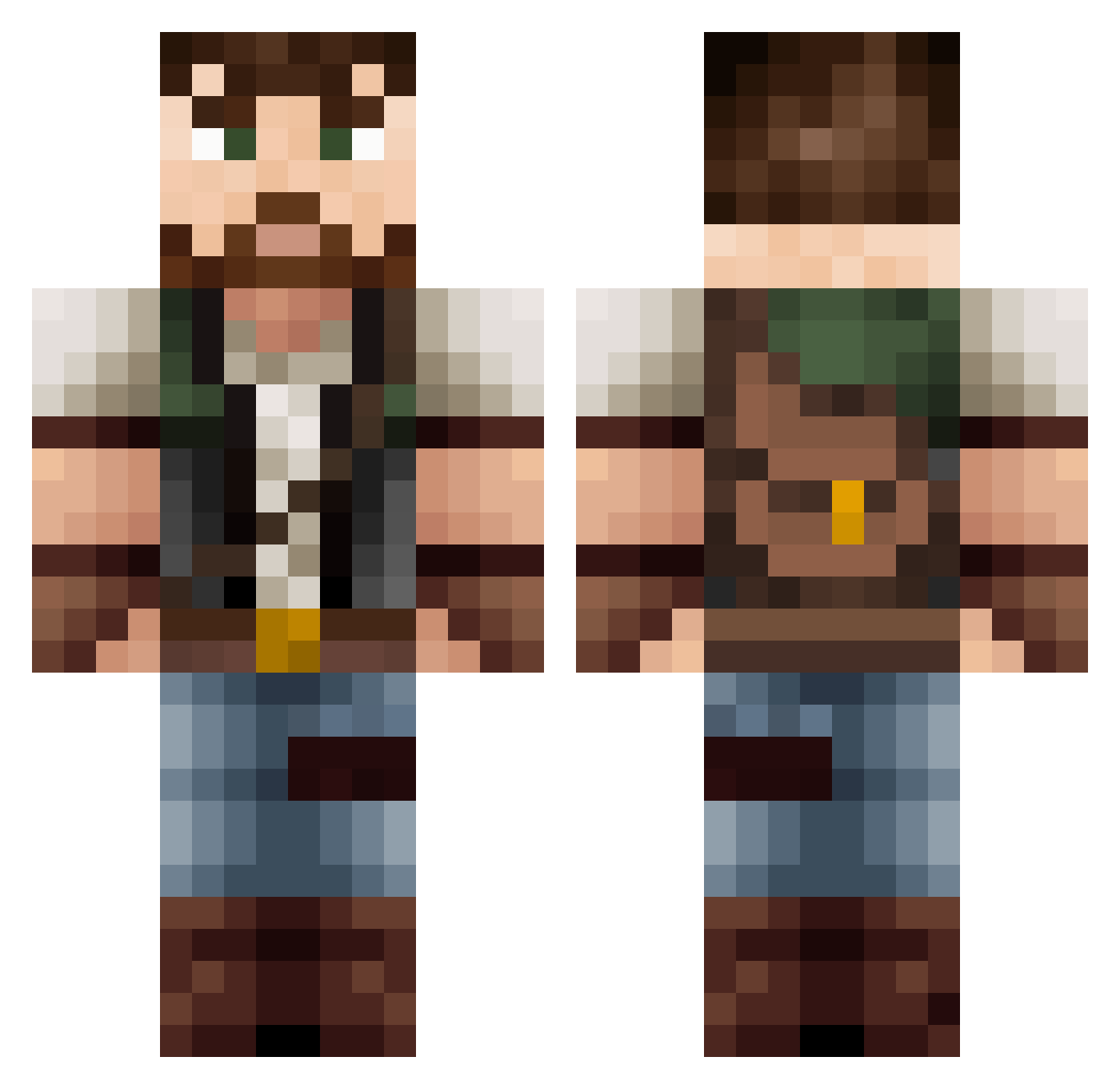 Vejovis Minecraft skin, front and back view