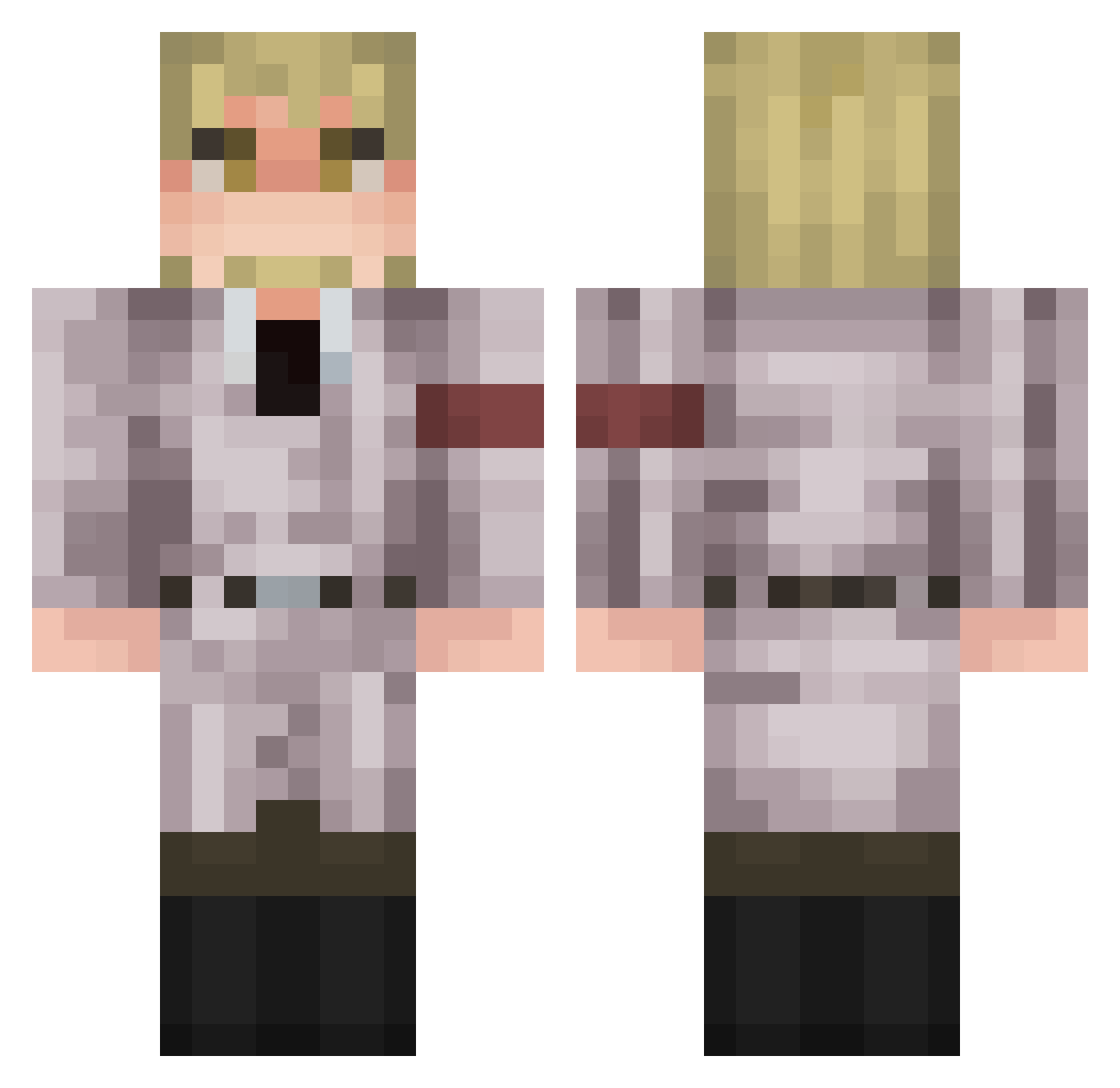 mxccbrn Minecraft skin, front and back view