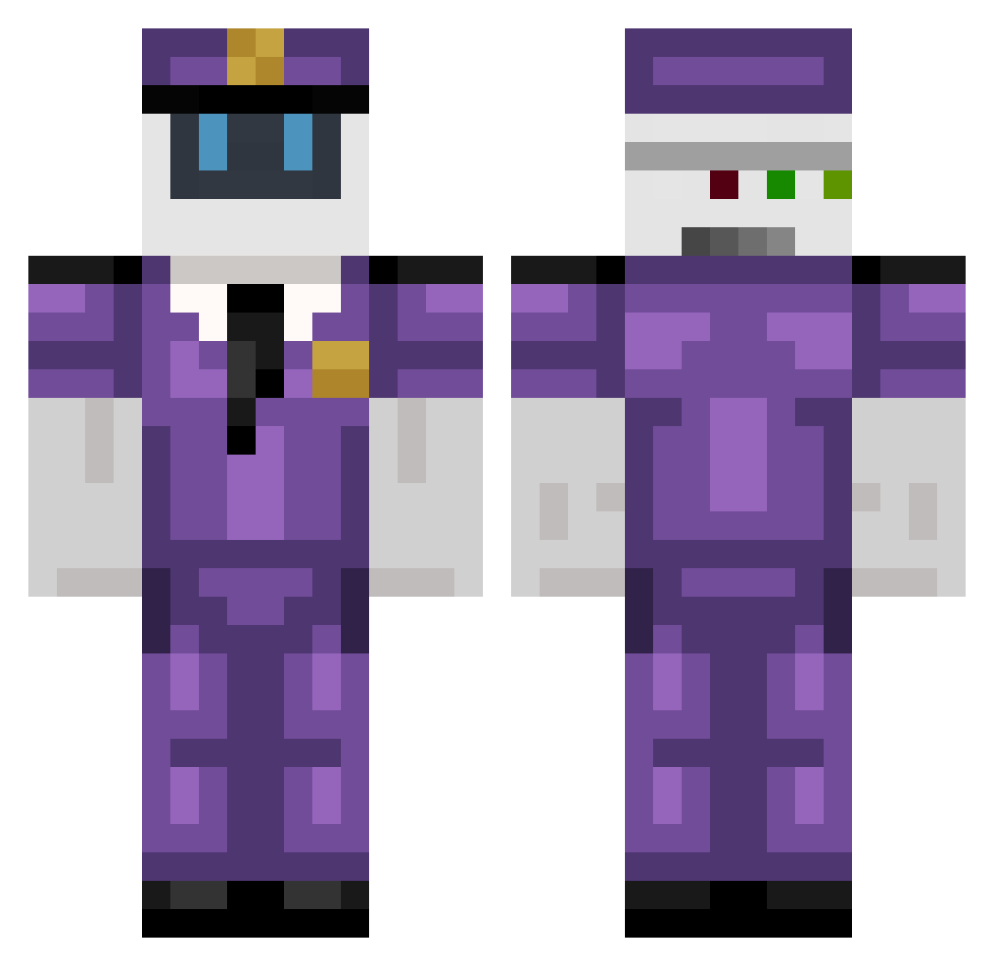 1nvasion Minecraft skin, front and back view