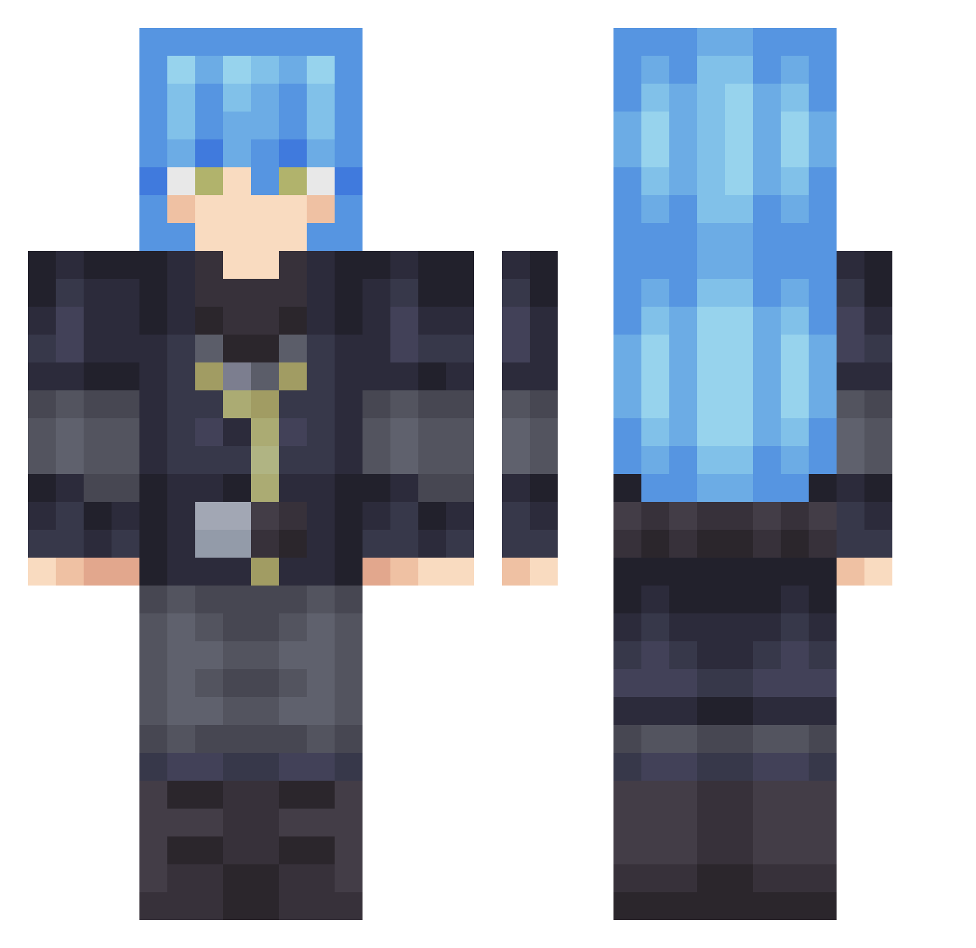 bobbylikes Minecraft skin, front and back view