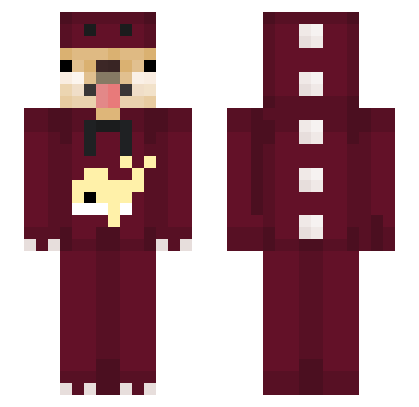 P0nfo15 Minecraft skin, front and back view