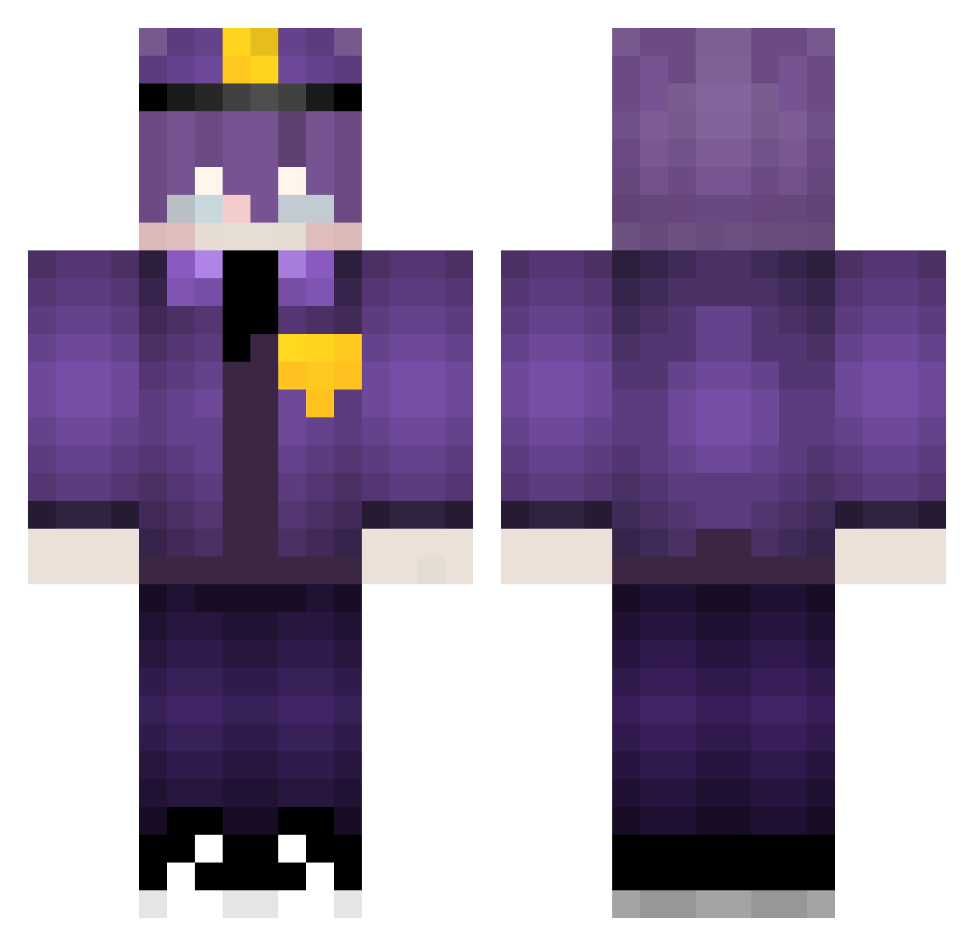 hackyluke Minecraft skin, front and back view