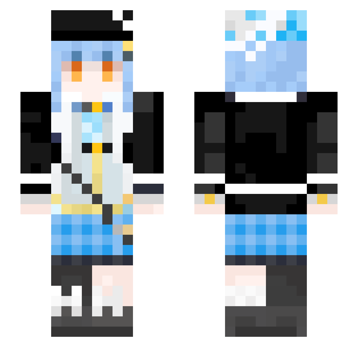 yunoji2016 Minecraft skin, front and back view