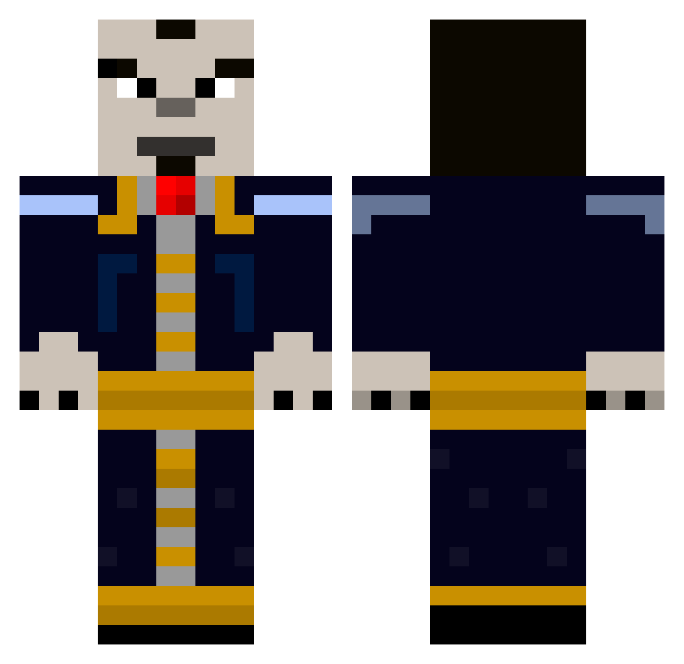 r0bot Minecraft skin, front and back view